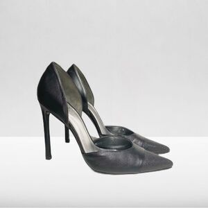 Stuart Weitzman Black Leather D’orsay Pointed Toe Stiletto High Heel Pumps